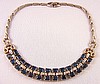 SJ26 Trifari sapphire blue rhinestone choker necklace